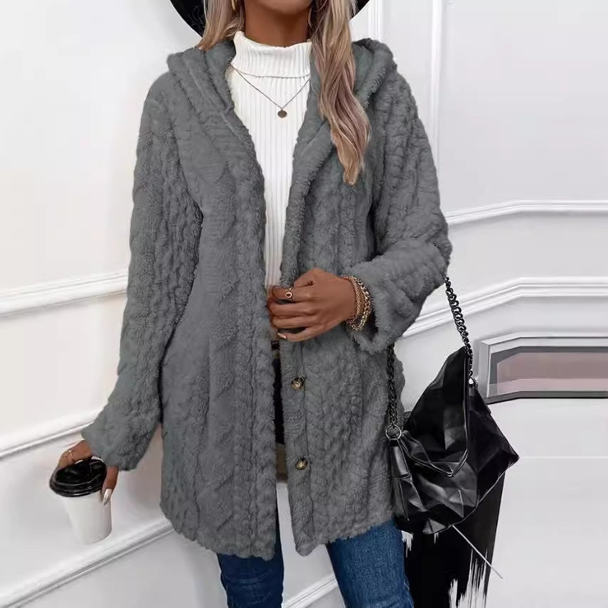 Ruby – Kapuzen-Cardigan mit Knöpfen für Damen