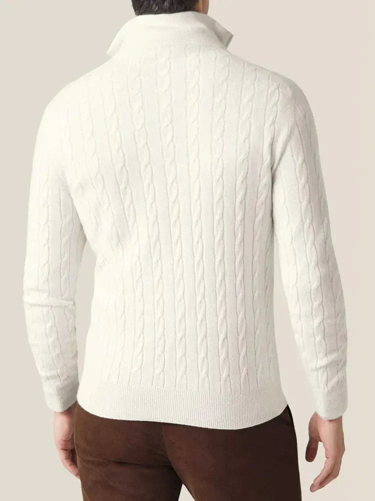 Herren Zopfmuster Strickpullover mit Reißverschluss – Eleganter Freizeit- und Business-Look