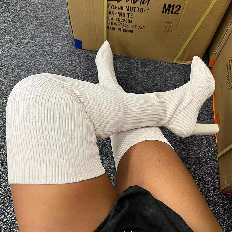 Lynda – Überknie-Stiefel mit Spitzem Zeh und Hohem Absatz