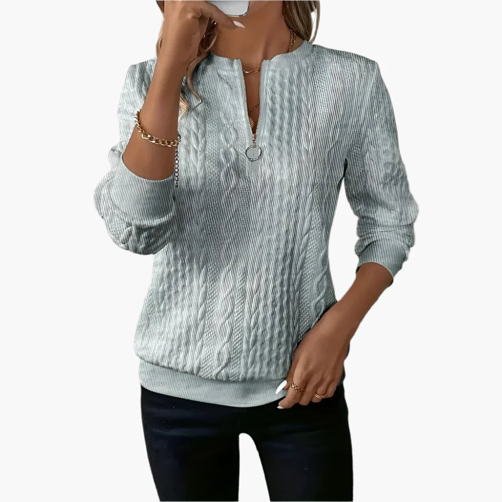 Damen Strickpullover mit Reißverschluss – Modischer Casual Look für Herbst und Winter