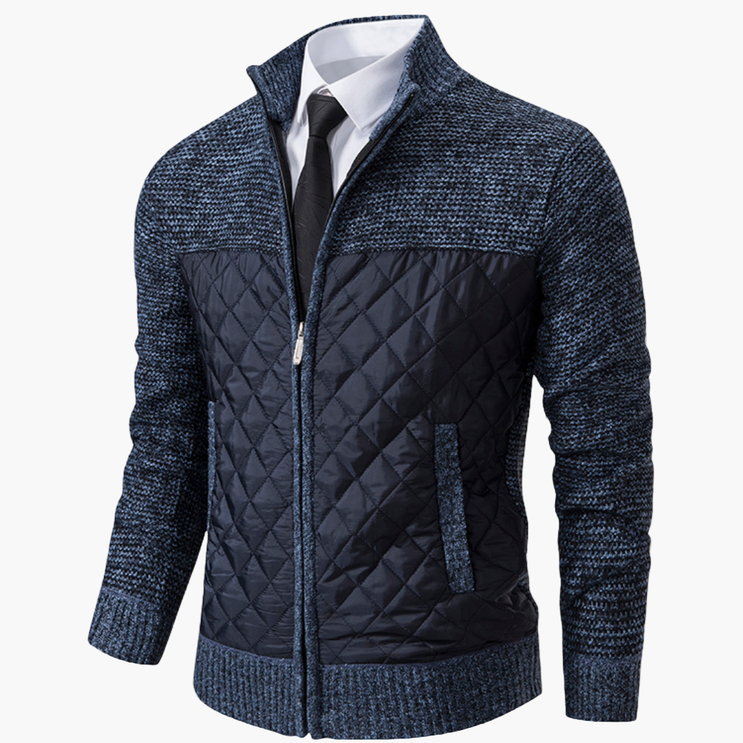 Herren Strickjacke mit Stehkragen – Eleganter Business Casual Look für Büro und Freizeit