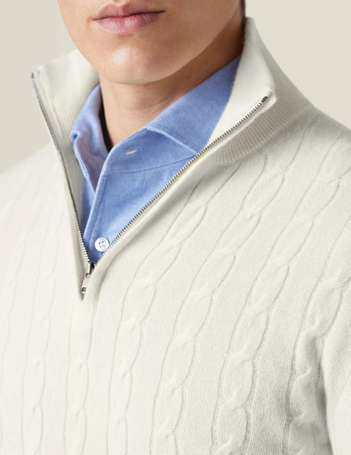 Herren Zopfmuster Strickpullover mit Reißverschluss – Eleganter Freizeit- und Business-Look
