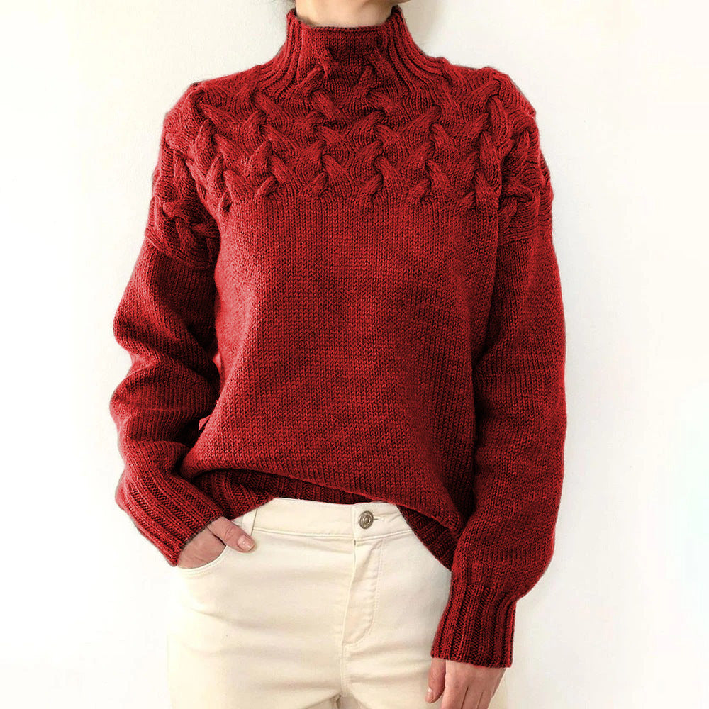 Aaron – Modischer Pullover mit Zopfstrick und hohem Kragen