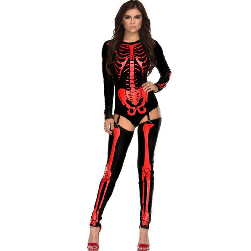 Damen Halloween Skelett Kostüm Body für Party & Verkleidung