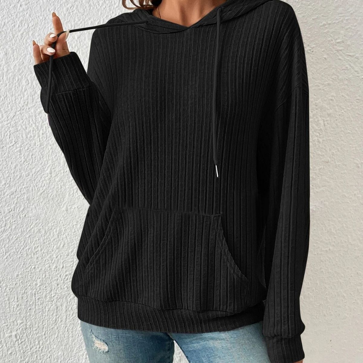 Ann – Langarm Kapuzenpullover mit Taschen für Damen