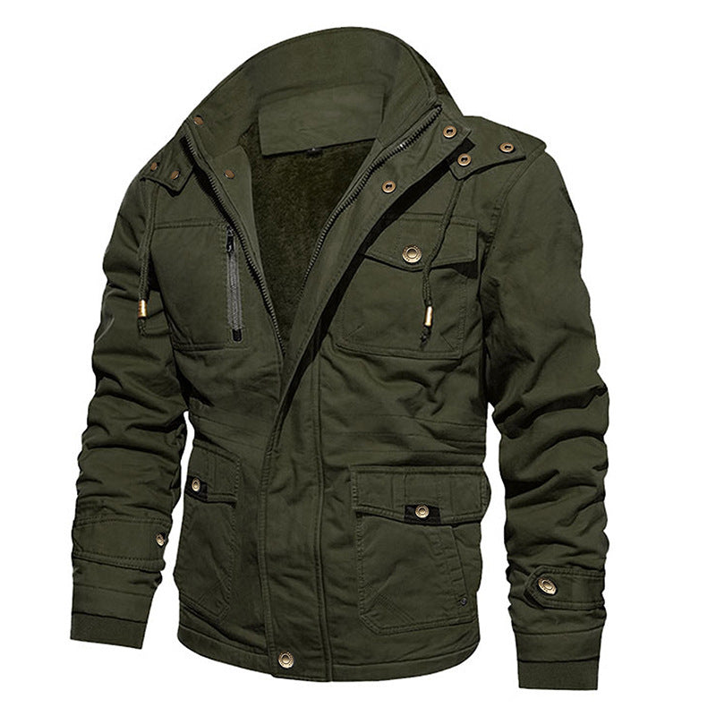Neil – Kapuzenjacke aus Baumwolle mit Vintage-Stil und Fleece-Futter