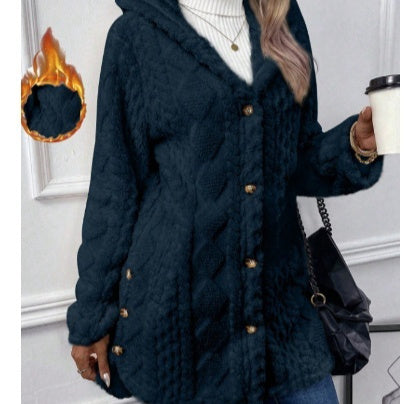 Ruby – Kapuzen-Cardigan mit Knöpfen für Damen
