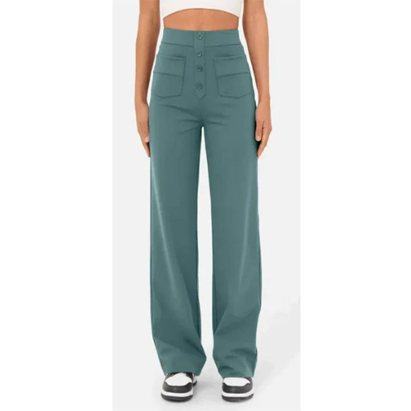 Carly – Weite Damenhose mit Taschen und Knopfdetails