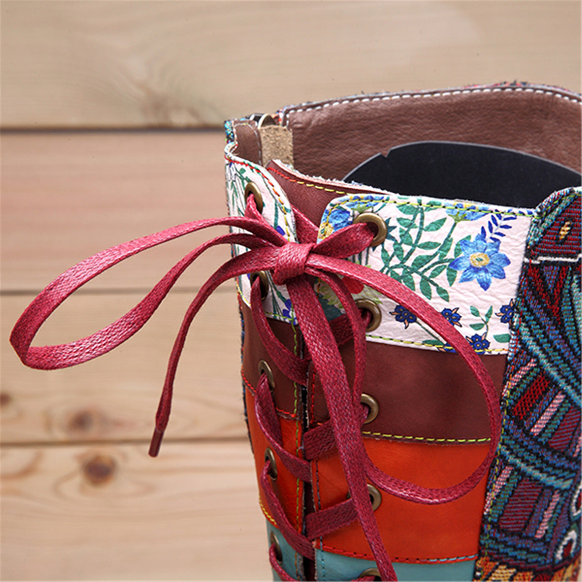 Christina – Bohemian Retro Motorradstiefel aus Echtleder