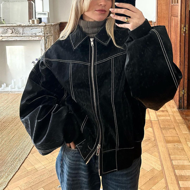 Nicola – Coole Damen-Lederjacke mit Reißverschluss