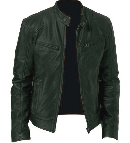 Reginald – Herrenjacke mit Stehkragen aus veganem Leder