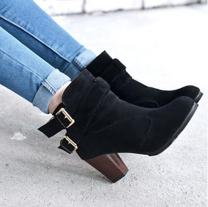 Natasha – Leder Damenstiefeletten mit hohem Absatz und warmem Innenfutter