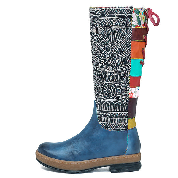 Christina – Bohemian Retro Motorradstiefel aus Echtleder