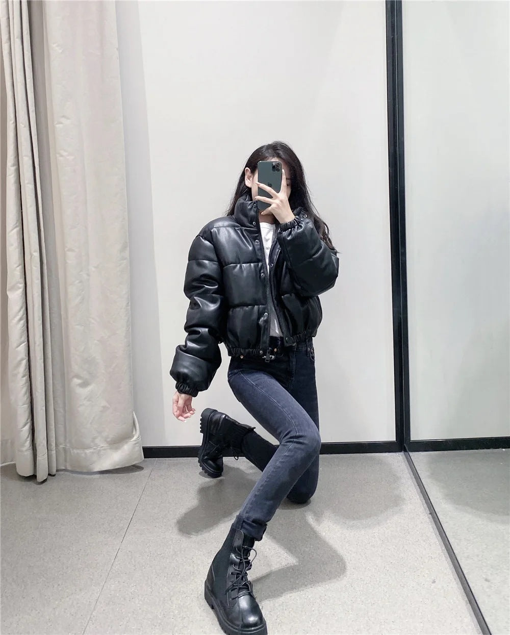Michael – Fauxleder Baumwolljacke im Street-Style