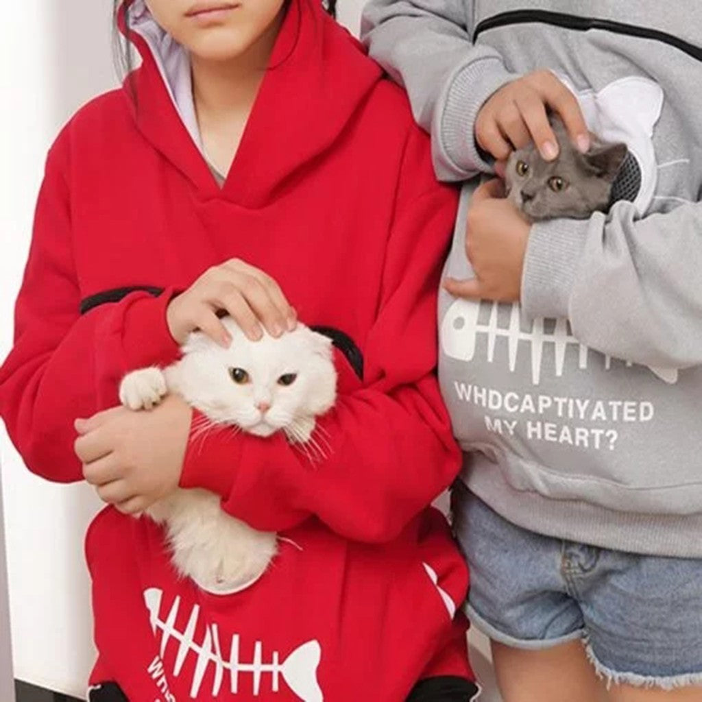 Karen – Damen Kapuzenpullover mit Katzen-Taschen-Design