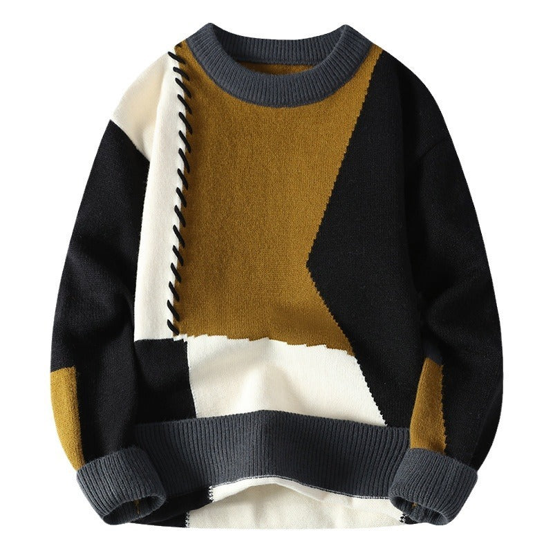 Laurence – Herren Pullover mit Farbakzent Patchwork