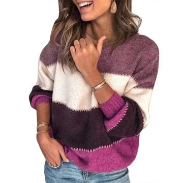 Catherine – Kontrastgestreifter Damen-Pullover
