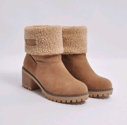 Amy – Damen Mittelhohe Stiefel aus Wildleder mit Dickem Absatz