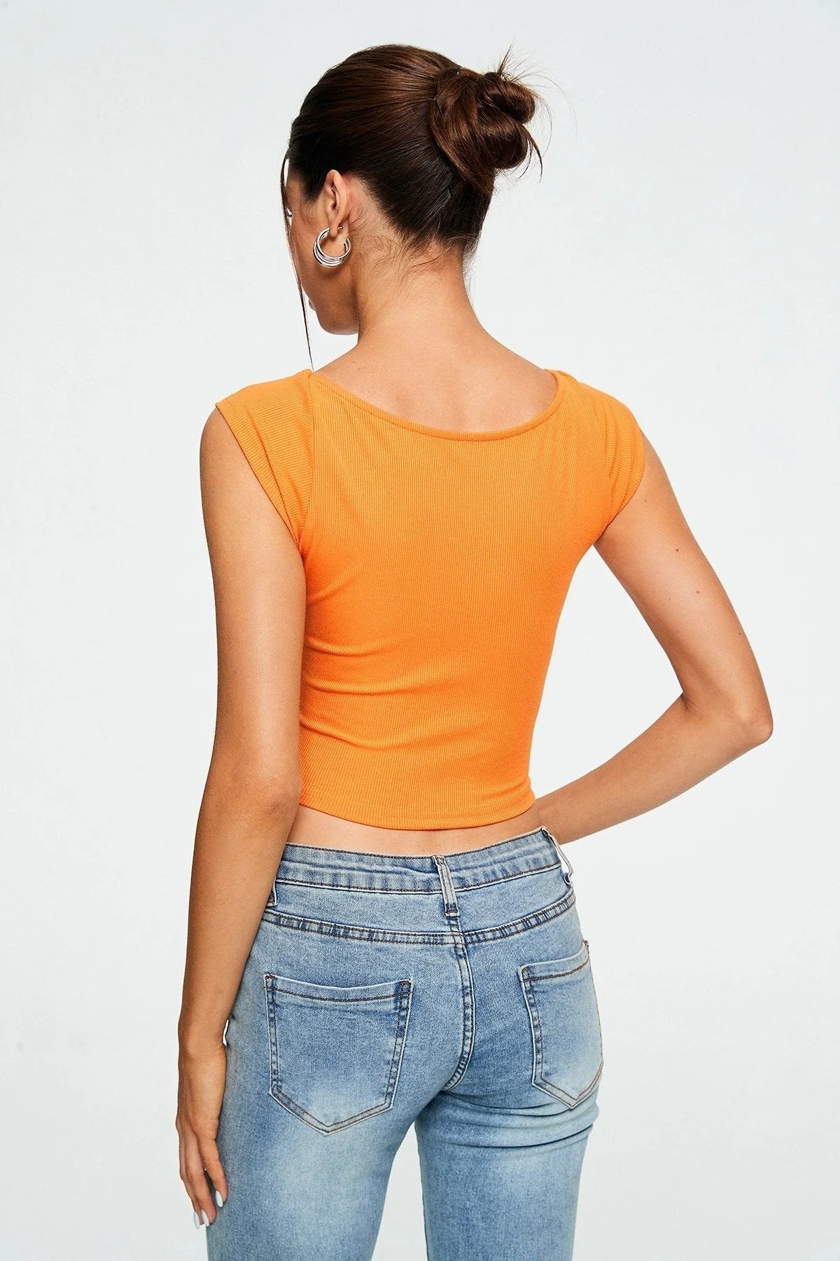 Tamara – Geripptes ärmelloses Crop Top mit Sweetheart-Ausschnitt