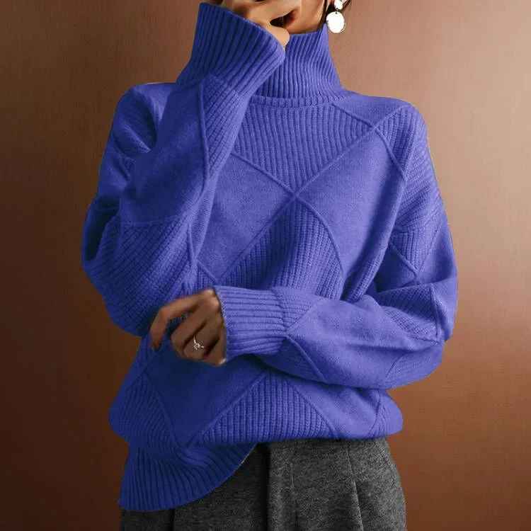 Carina - Damen Strickpullover - Hoher Kragen, locker, für Herbst und Winter
