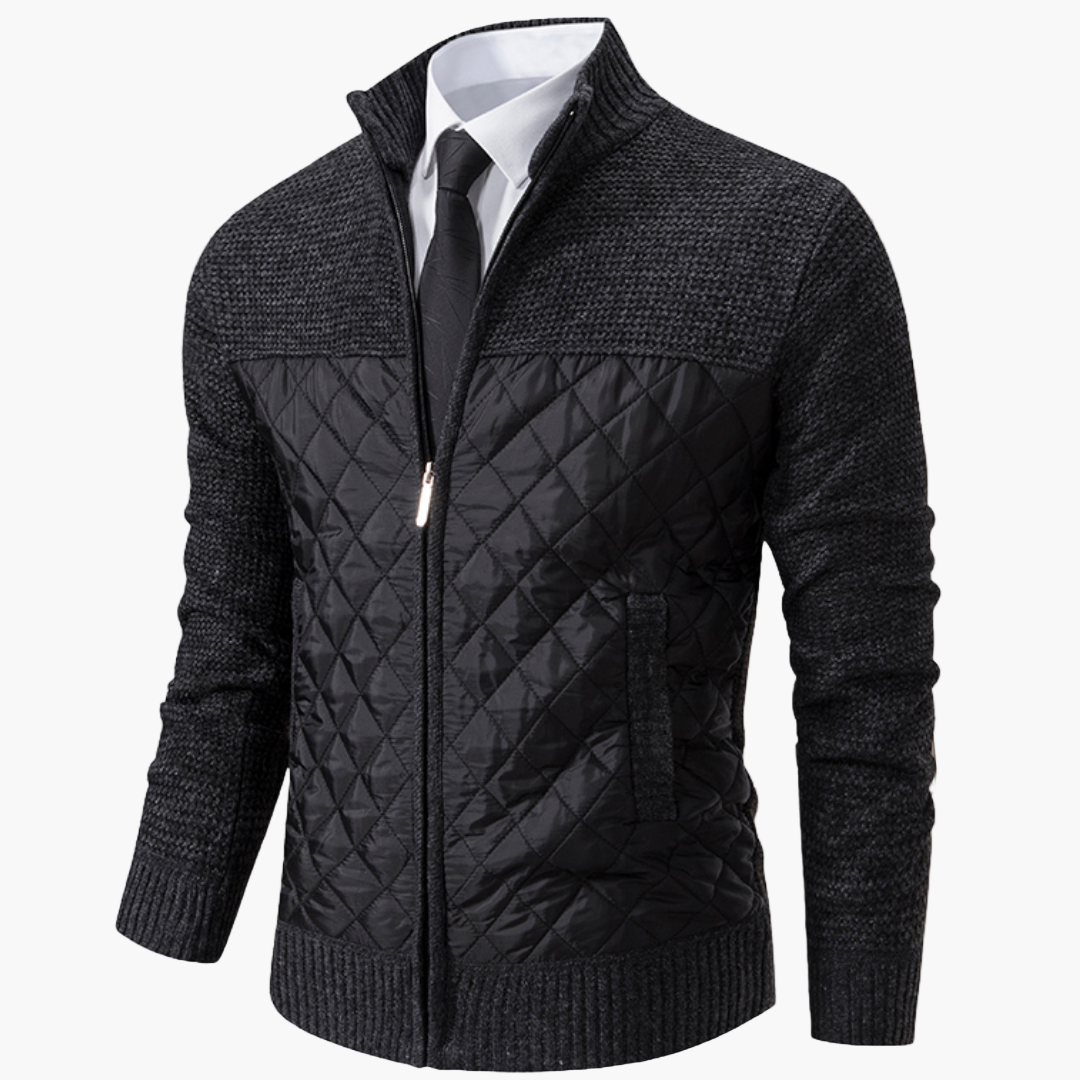 Herren Strickjacke mit Stehkragen – Eleganter Business Casual Look für Büro und Freizeit