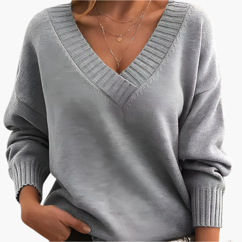 Damen Pullover V-Ausschnitt Strickpullover Elegant Freizeitmode für Winter