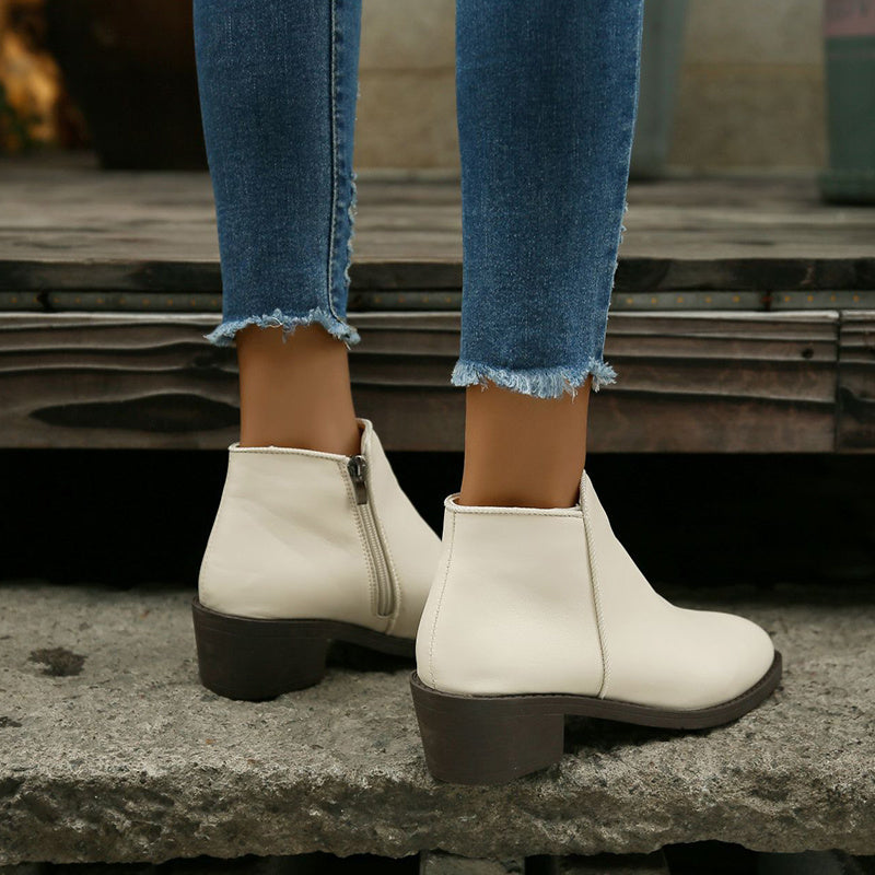 Shirley – Chunky Damenstiefel mit mittlerem Absatz und Seitenreißverschluss