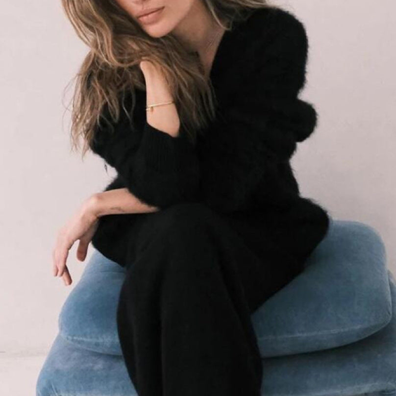 Mandy – Lockere Damen-Strickjacke mit V-Ausschnitt