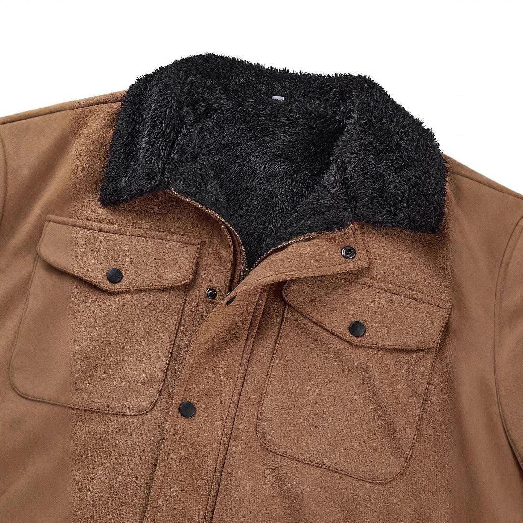 John – Lässiger Vintage-Herrenmantel aus Wildleder mit Revers