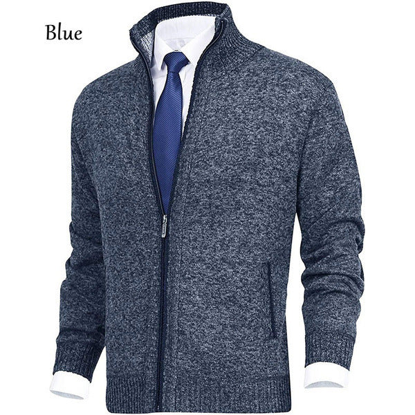 Aidan – Solide Herrenstrickjacke mit Stehkragen
