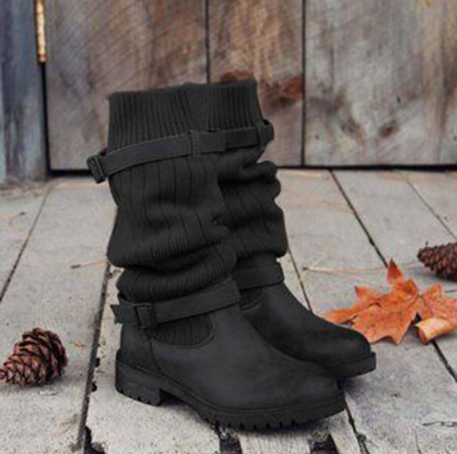 Lydia – Warme Winterstiefeletten aus Strickwolle und Plüsch