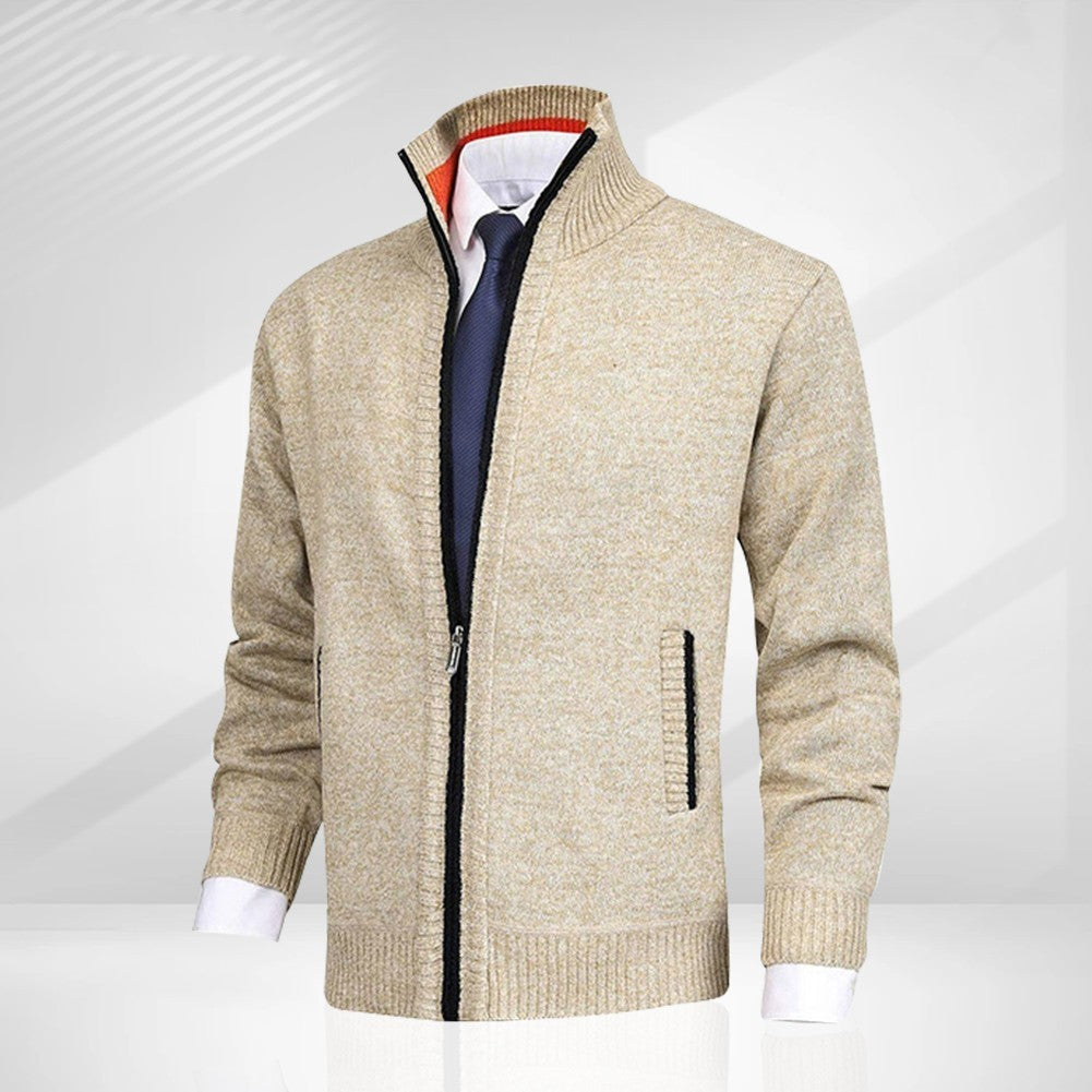 Aidan – Solide Herrenstrickjacke mit Stehkragen