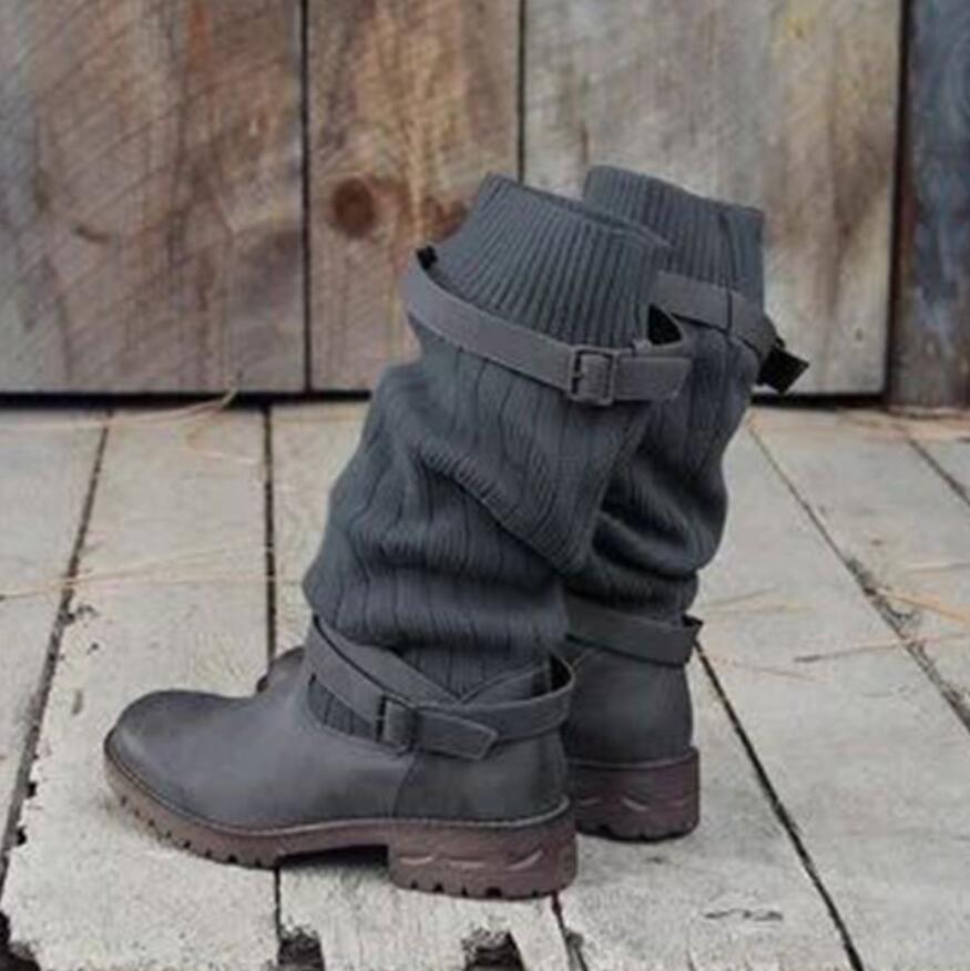 Lydia – Warme Winterstiefeletten aus Strickwolle und Plüsch