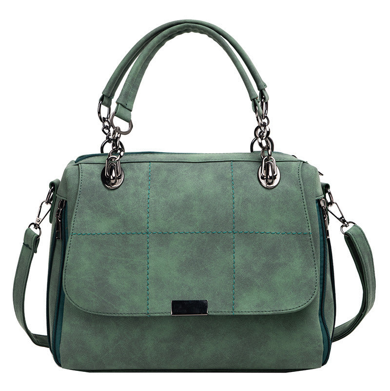 Andrea – Große Damenhandtasche in Matcha-Grünem Veganem Leder