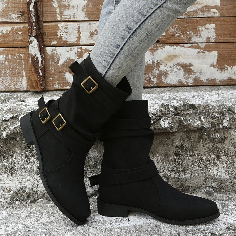 Georgina – Vintage Damenstiefel mit Verstellbarer Schnalle