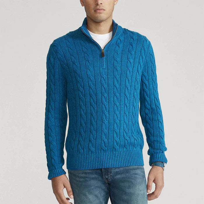 Herren Strickpullover mit Zopfmuster – Klassischer Freizeit- und Business-Look