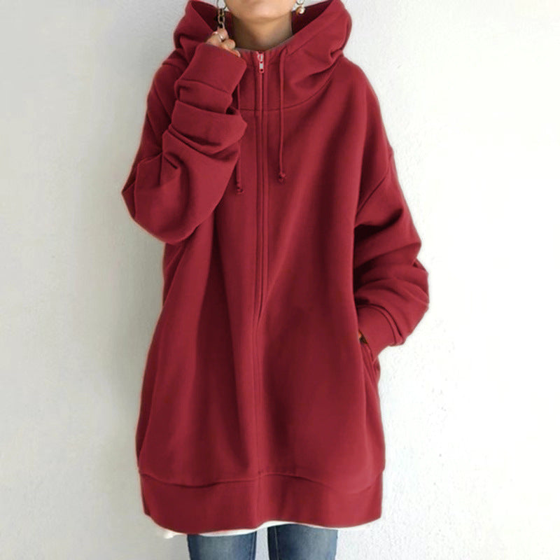 Sandra – Flauschige Damen Kapuzenpullover mit Vollreißverschluss