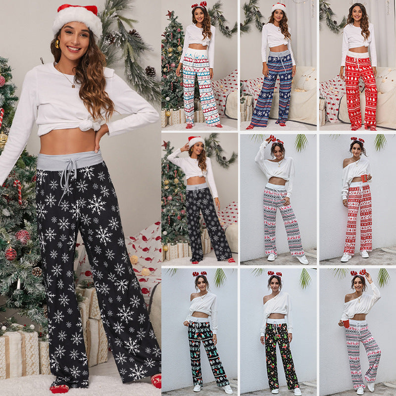 Laura – Damenhose mit Weihnachtsmotiv und Kordelzug