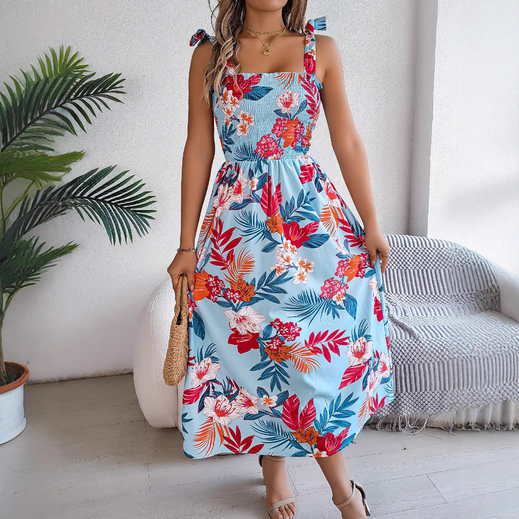 Alice – Langes Damenkleid mit Blumenmuster und Korsett