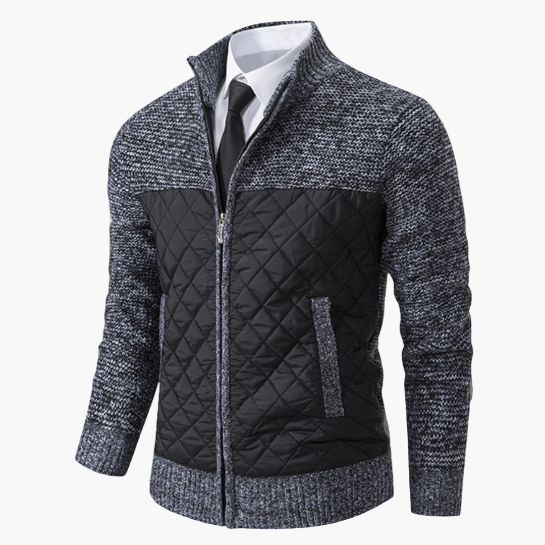 Herren Strickjacke mit Stehkragen – Eleganter Business Casual Look für Büro und Freizeit