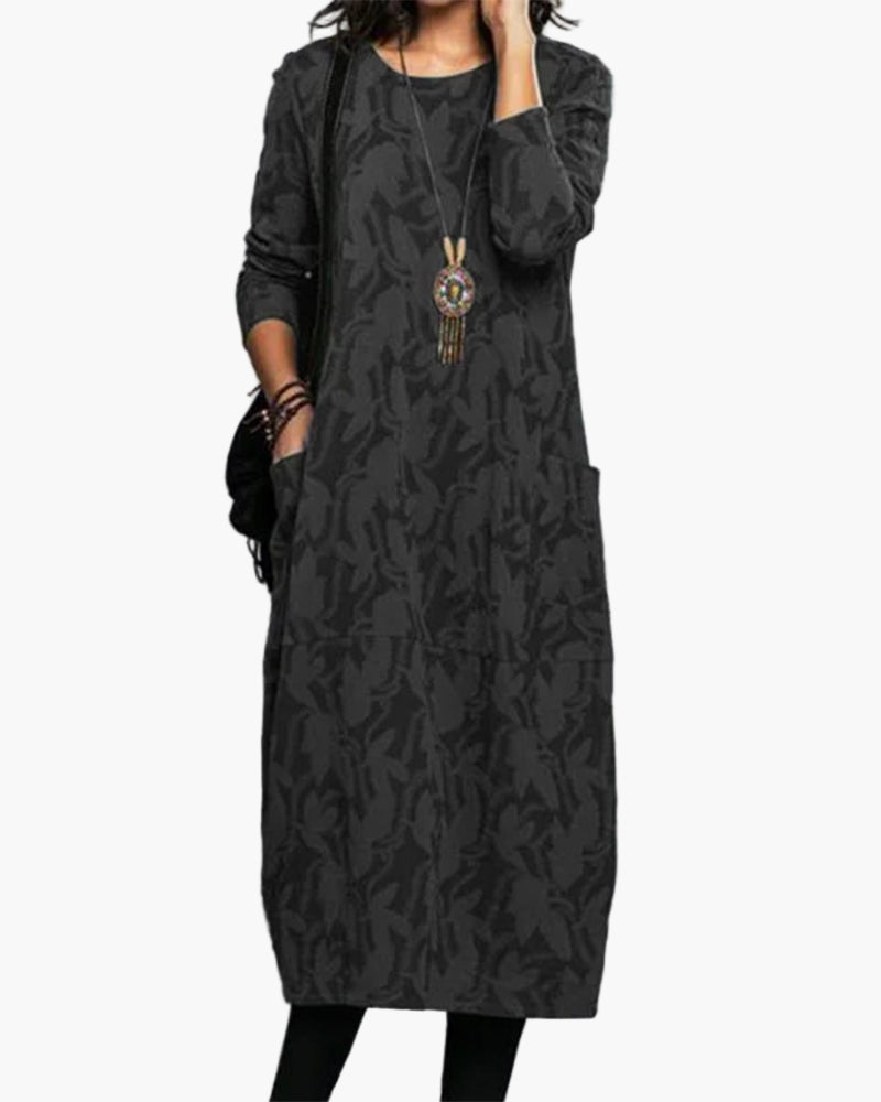 Damen Freizeitkleid Locker Elegant – Lässiges Langarm Kleid für Alltag und Büro