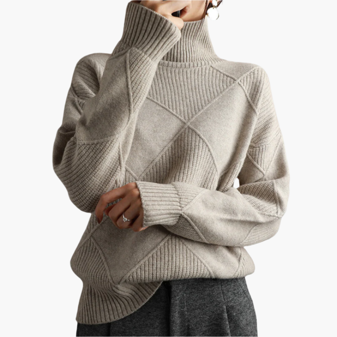 Damen Strickpullover im modernen Rauten-Design – Stilvoller Freizeitpullover für Herbst und Winter