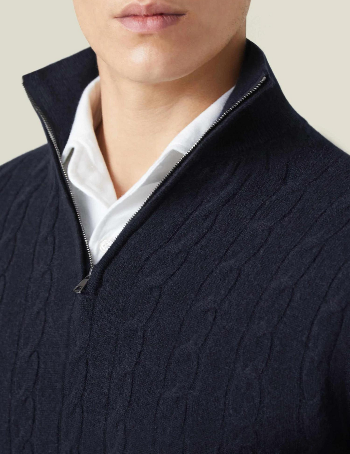 Herren Zopfmuster Strickpullover mit Reißverschluss – Eleganter Freizeit- und Business-Look
