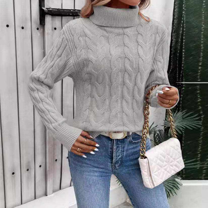 Jasmine – Kabelgestrickter Rollkragenpullover für Damen
