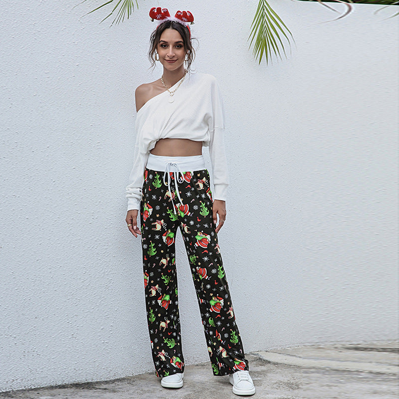 Laura – Damenhose mit Weihnachtsmotiv und Kordelzug