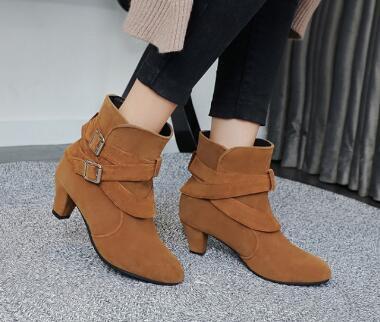 Natasha – Leder Damenstiefeletten mit hohem Absatz und warmem Innenfutter
