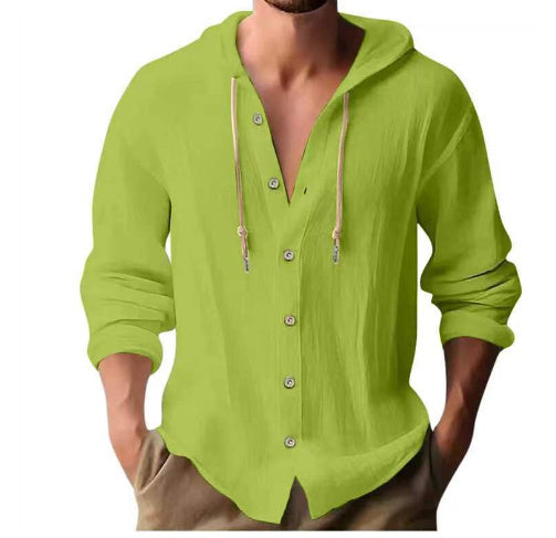 Andy – Kapuzenpullover aus Baumwolle und Leinen mit Knopfleiste