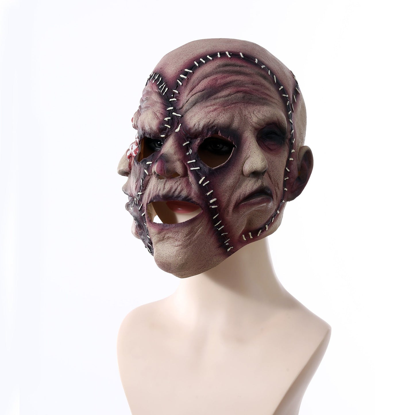 Halloween Horrormaske Drei-Seiten-Gesicht für Erwachsene – Gruselige Verkleidung für Kostümpartys & Deko