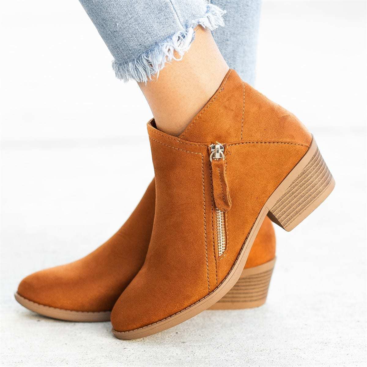 Zoe – Damenstiefeletten mit Seitlichem Reißverschluss und Niedrigem Absatz
