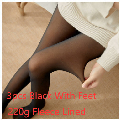 Natalie – Transparent Strumpfhose mit Fleece-Futter